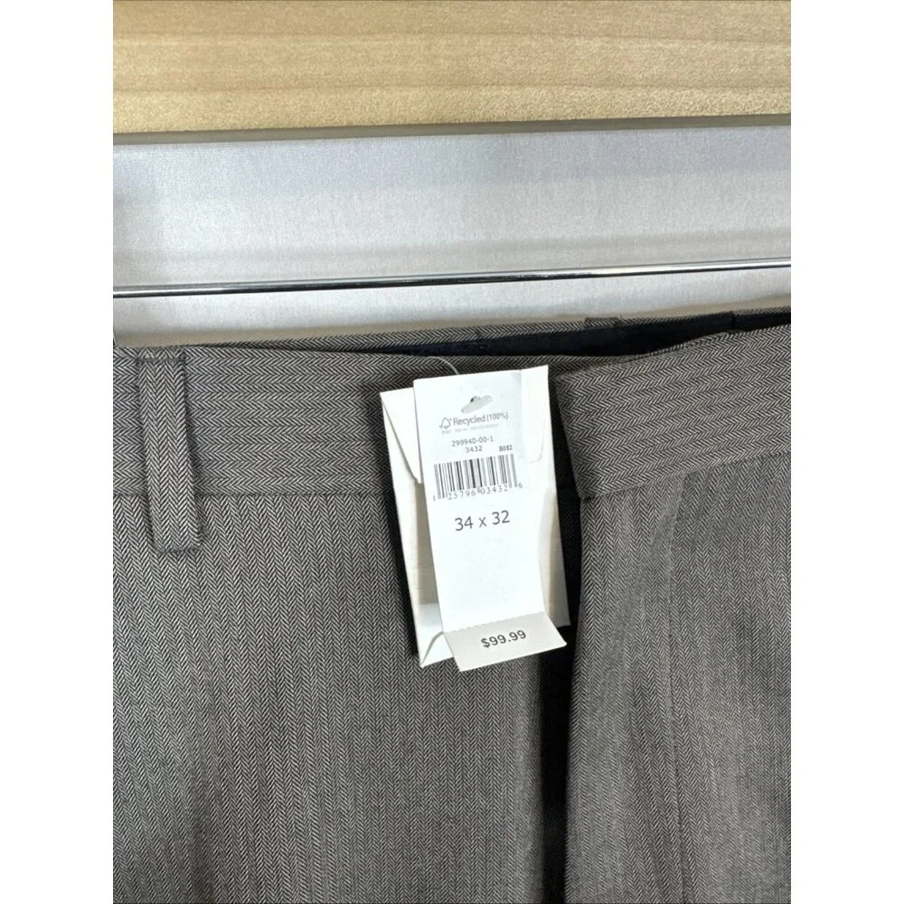 Banana Republic Tailored Dress‎ Pants Men 34x32 Brown Herringbone NWT